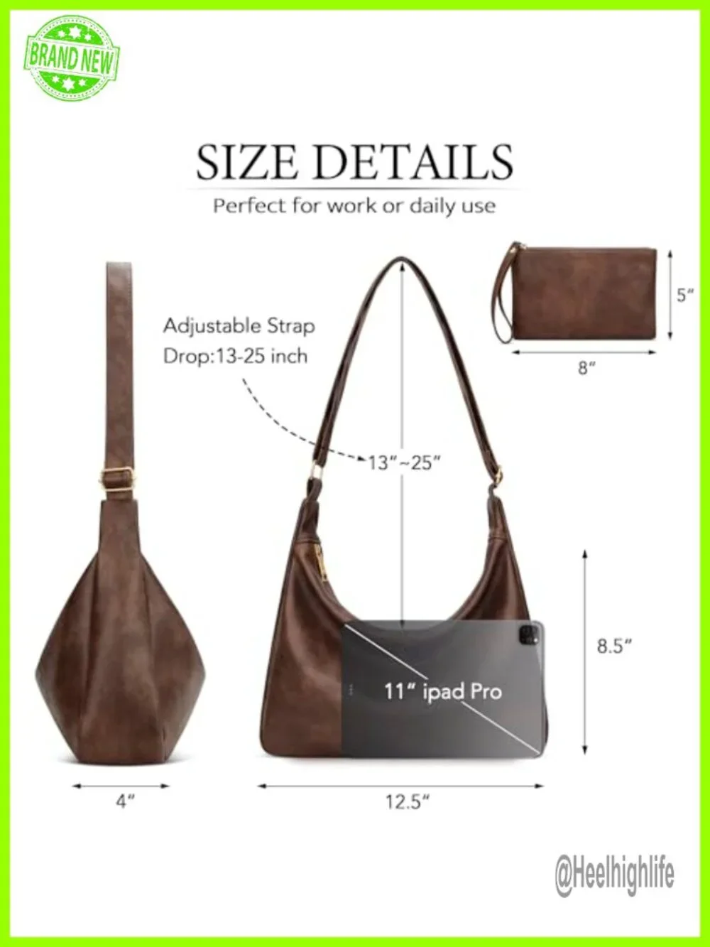 Ultra Soft Slouchy Hobo Bag Vegan Leather Shoulder Handbag Tote